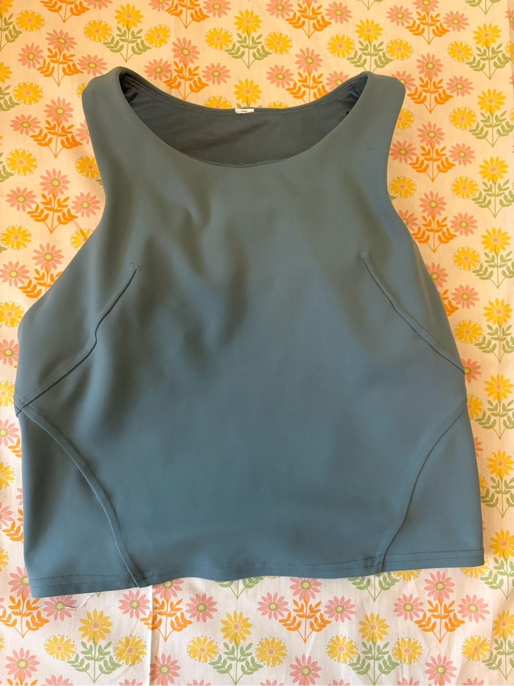 Lululemon Invigorate Training Tank Top High Neck Cropped Blue Green Size 8